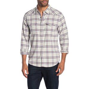 NWT Men's Lucky Brand Grey Plaid Western Shirt S